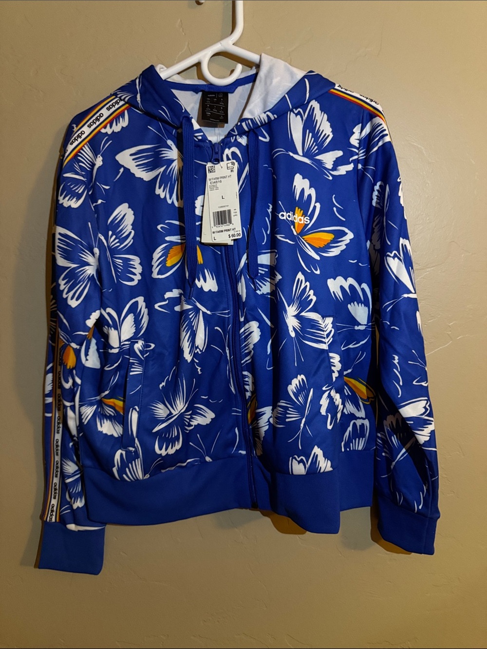 adidas Blue Floral Full-Zip Bomber Jacket